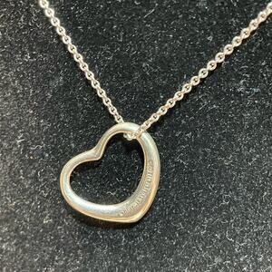 Tiffany & Co Sterling Silver Heart necklace on 15 in chain with a 1 in Pendant